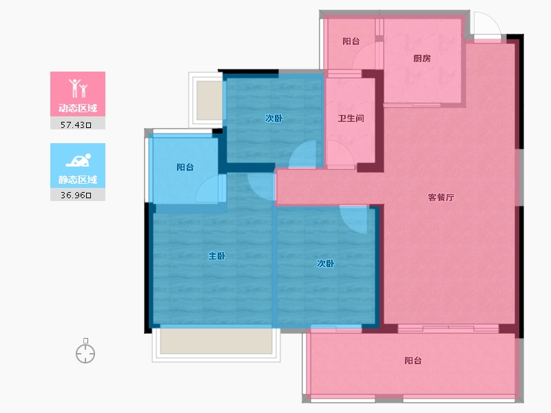 广东省-惠州市-万象湖花园-84.50-户型库-动静分区