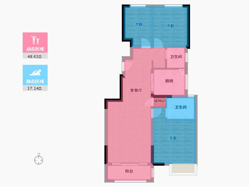 北京-北京市-金地璟宸-84.00-户型库-动静分区