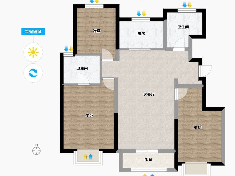 天津-天津市-金地悦城大境-120.00-户型库-采光通风