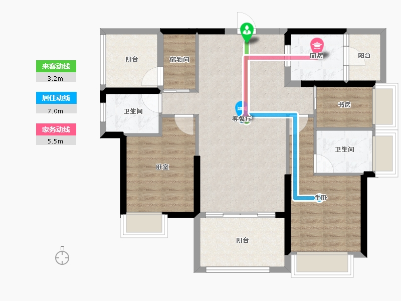 广东省-惠州市-世茂福晟钱隆华府-87.93-户型库-动静线