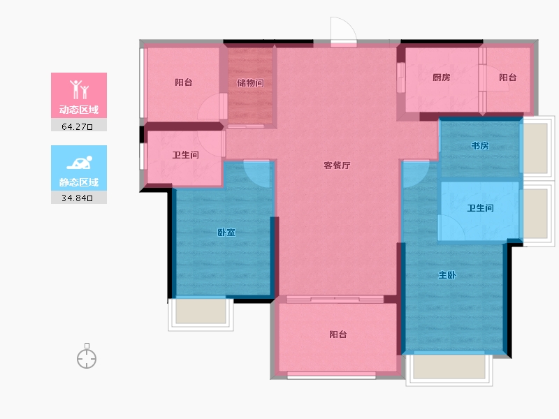 广东省-惠州市-世茂福晟钱隆华府-87.93-户型库-动静分区