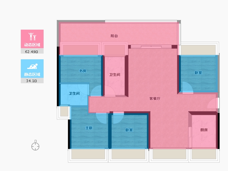 广东省-惠州市-卓洲绿景苑-84.90-户型库-动静分区