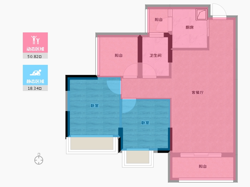 广东省-惠州市-世茂福晟钱隆华府-61.05-户型库-动静分区