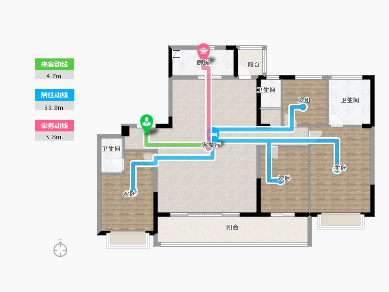 浙江省-金华市-碧桂园观澜-160.00-户型库-动静线