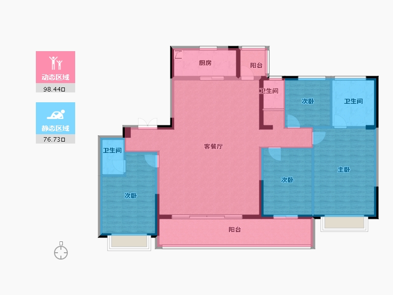 浙江省-金华市-碧桂园观澜-160.00-户型库-动静分区