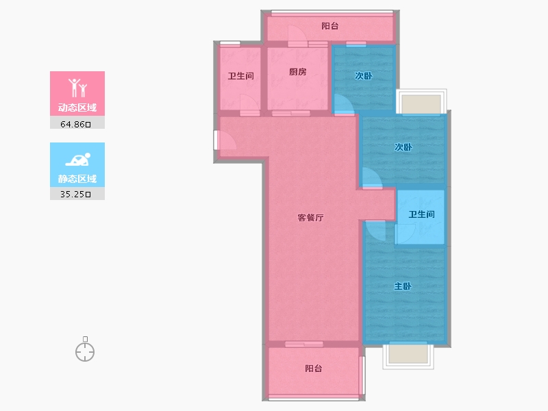 云南省-昆明市-俊发观云海-88.26-户型库-动静分区