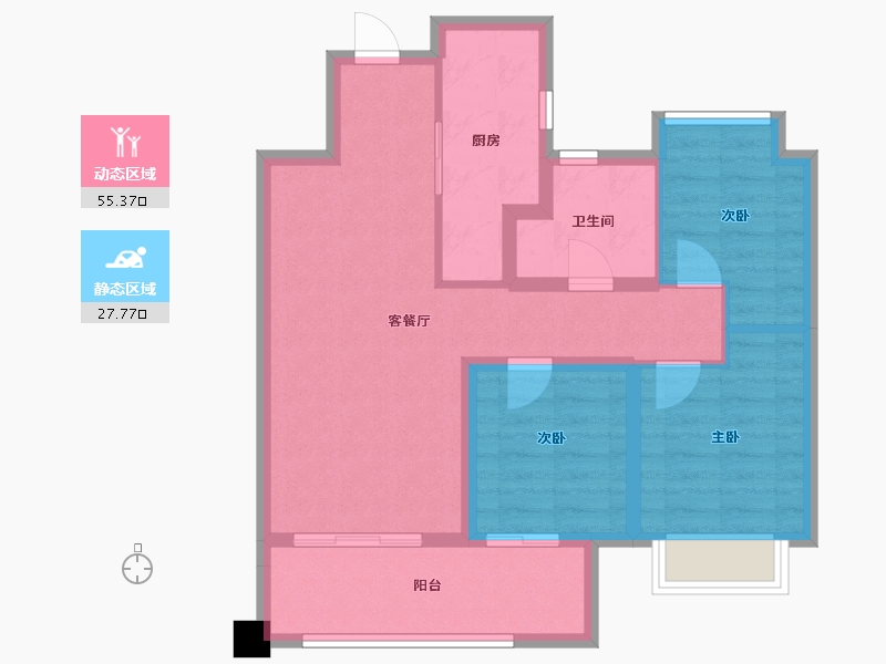 云南省-昆明市-俊发未来城-73.76-户型库-动静分区