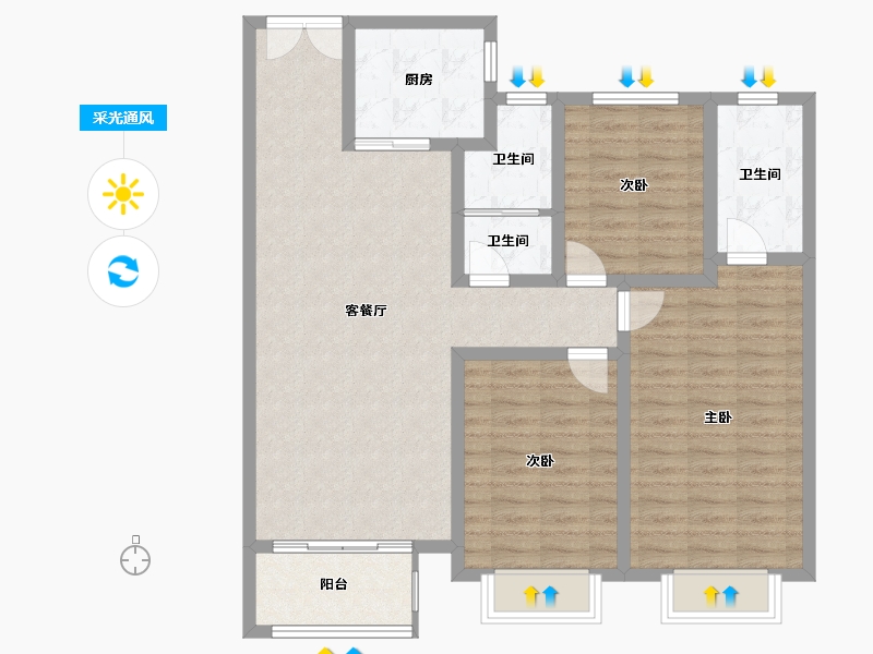 山东省-菏泽市-中达御府-101.14-户型库-采光通风