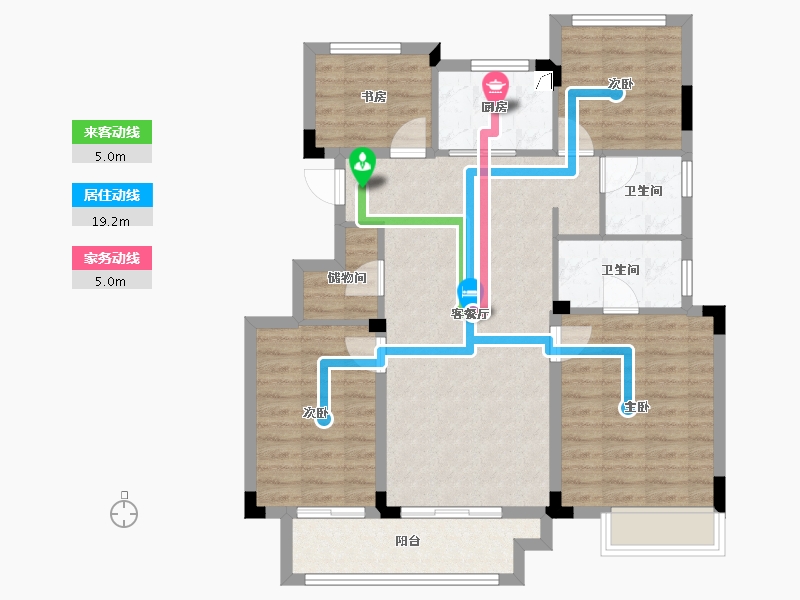 浙江省-金华市-​上坤蓝城云锦桃源-92.80-户型库-动静线