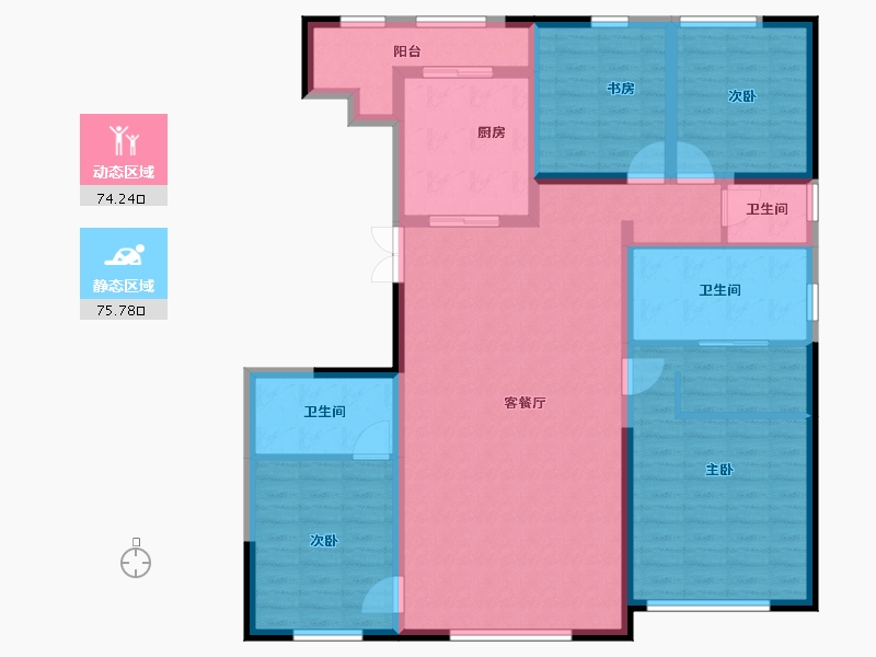 云南省-昆明市-俊发生态半岛-135.20-户型库-动静分区