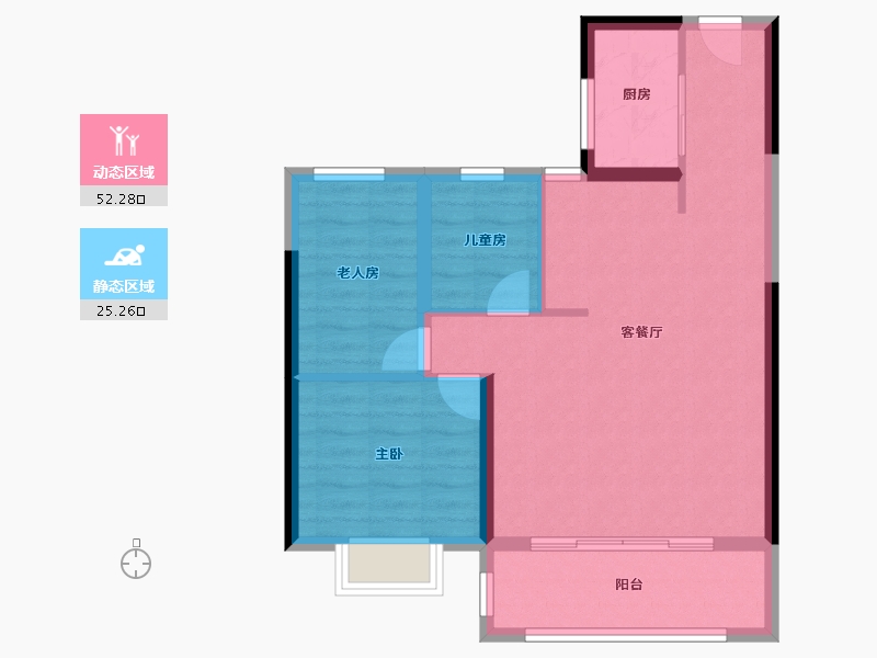 云南省-昆明市-俊发龙泉俊园-69.80-户型库-动静分区