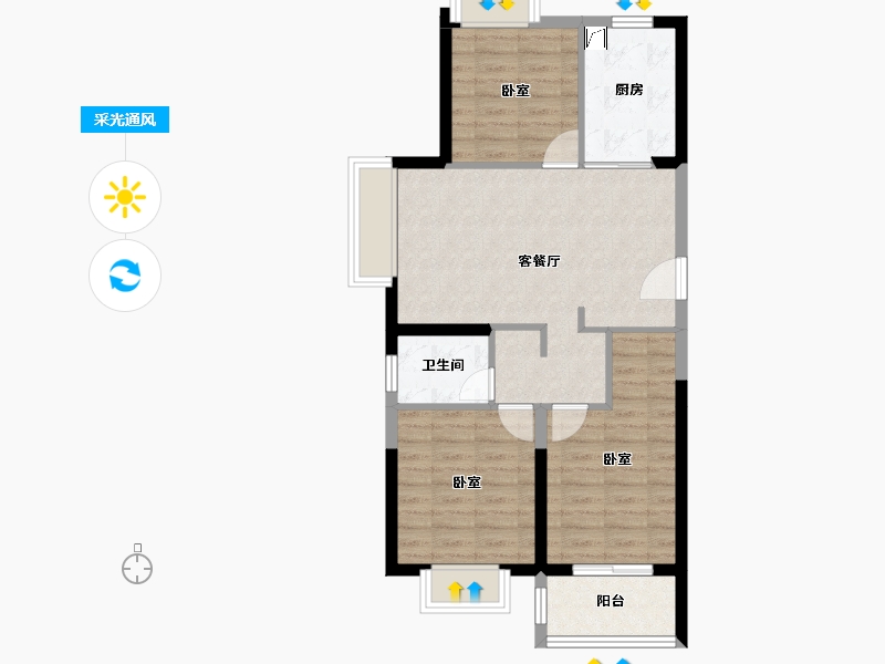 湖北省-武汉市-保利城七期云廷-70.36-户型库-采光通风