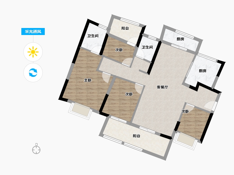 广东省-中山市-雅居乐濠头雅苑-104.01-户型库-采光通风