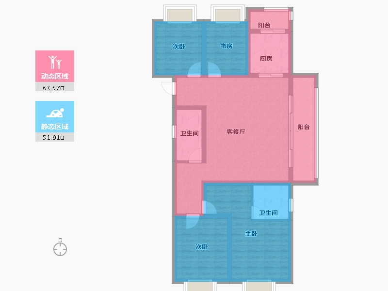 云南省-昆明市-俊发俊云峰-102.40-户型库-动静分区