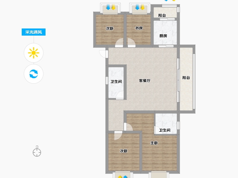 云南省-昆明市-俊发俊云峰-102.40-户型库-采光通风