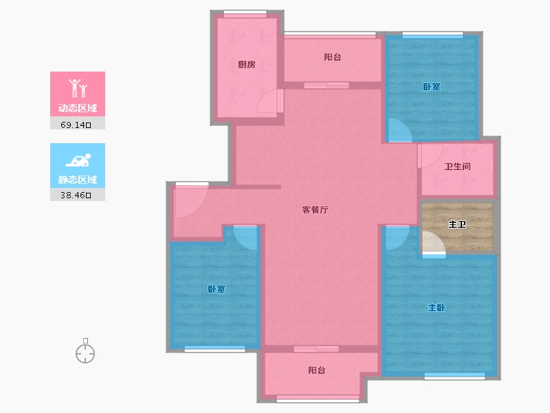 江苏省-徐州市-绿地翡翠蓝湾-99.94-户型库-动静分区