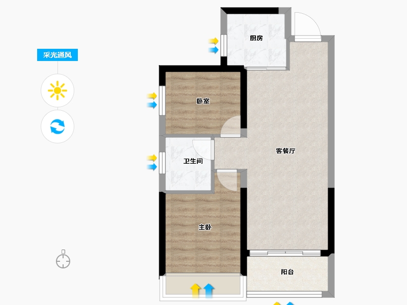 广东省-惠州市-惠阳振业城-57.33-户型库-采光通风