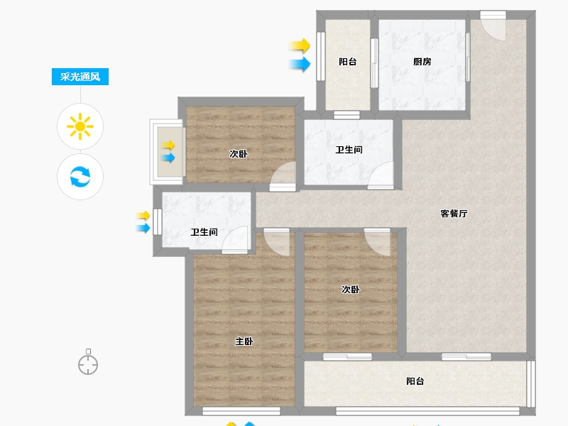 云南省-昆明市-俊发俊云峰-96.80-户型库-采光通风