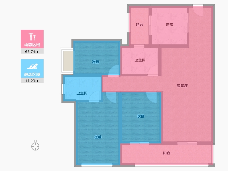 云南省-昆明市-俊发俊云峰-96.80-户型库-动静分区