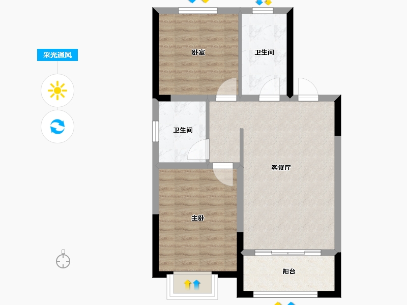 山东省-青岛市-海发融信缦山兰庭-61.13-户型库-采光通风