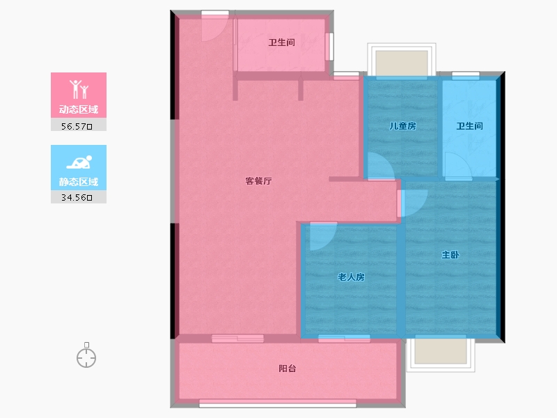 云南省-昆明市-俊发龙泉俊园-81.61-户型库-动静分区