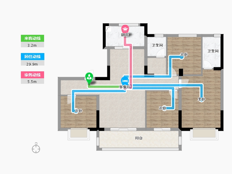 浙江省-金华市-碧桂园观澜-108.00-户型库-动静线