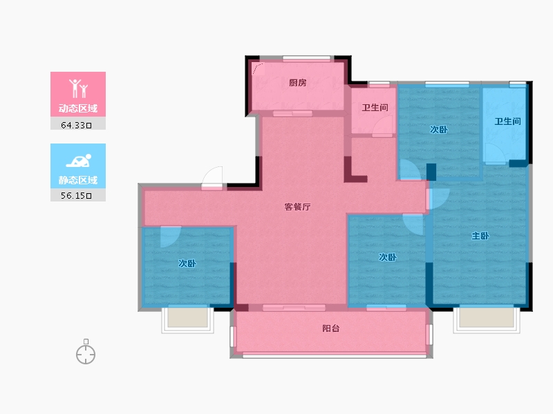 浙江省-金华市-碧桂园观澜-108.00-户型库-动静分区