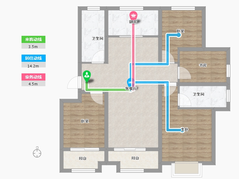 浙江省-绍兴市-香溪铭苑-95.00-户型库-动静线