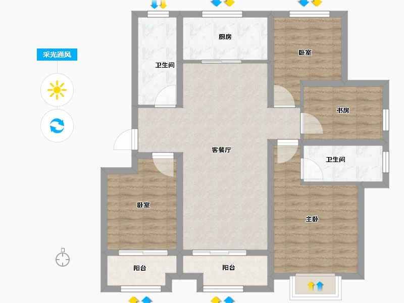 浙江省-绍兴市-香溪铭苑-95.00-户型库-采光通风