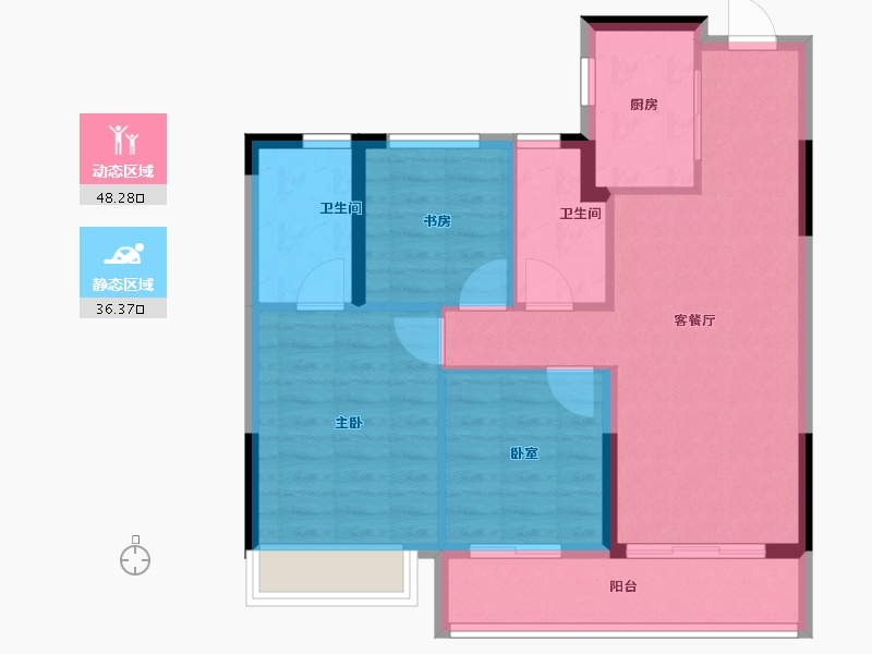 浙江省-绍兴市-阳光城勤业锦上-76.00-户型库-动静分区