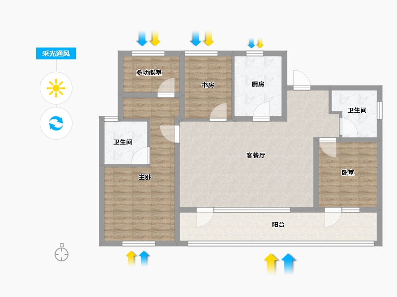 山东省-青岛市-融创中心森海ONE-110.01-户型库-采光通风