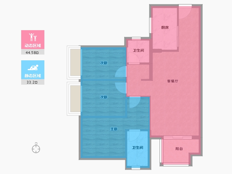 广东省-惠州市-万科中交金枫花园-69.57-户型库-动静分区