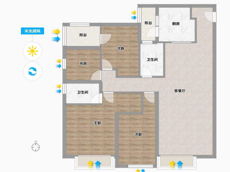 云南省-昆明市-中骏天誉-110.25-户型库-采光通风