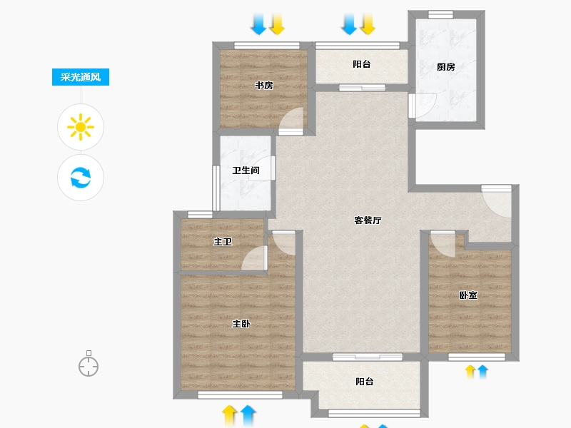 江苏省-徐州市-绿地翡翠蓝湾-93.27-户型库-采光通风