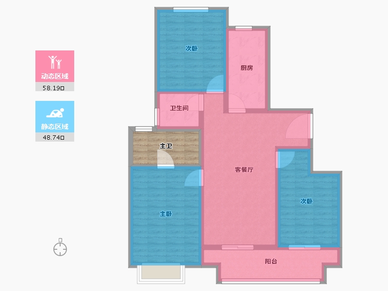 江苏省-徐州市-通银旭辉和平云璟-101.61-户型库-动静分区