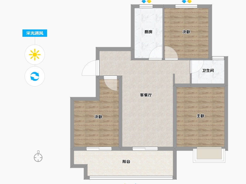 江苏省-徐州市-通银旭辉和平云璟-84.80-户型库-采光通风