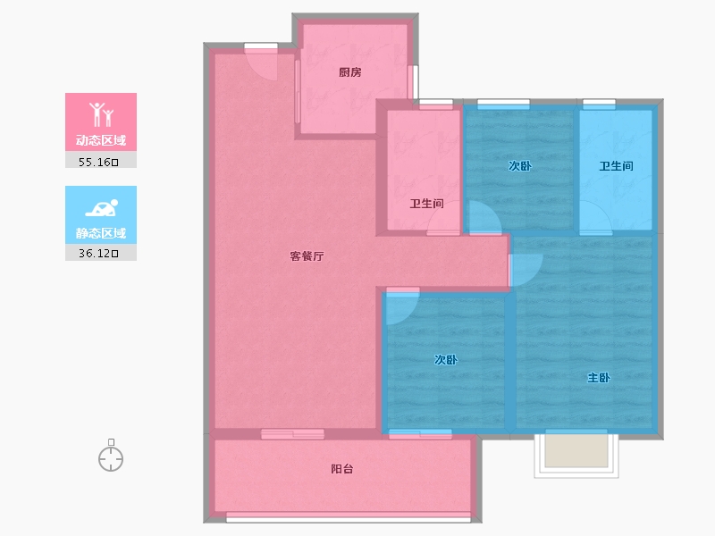 云南省-昆明市-俊发未来城-81.60-户型库-动静分区