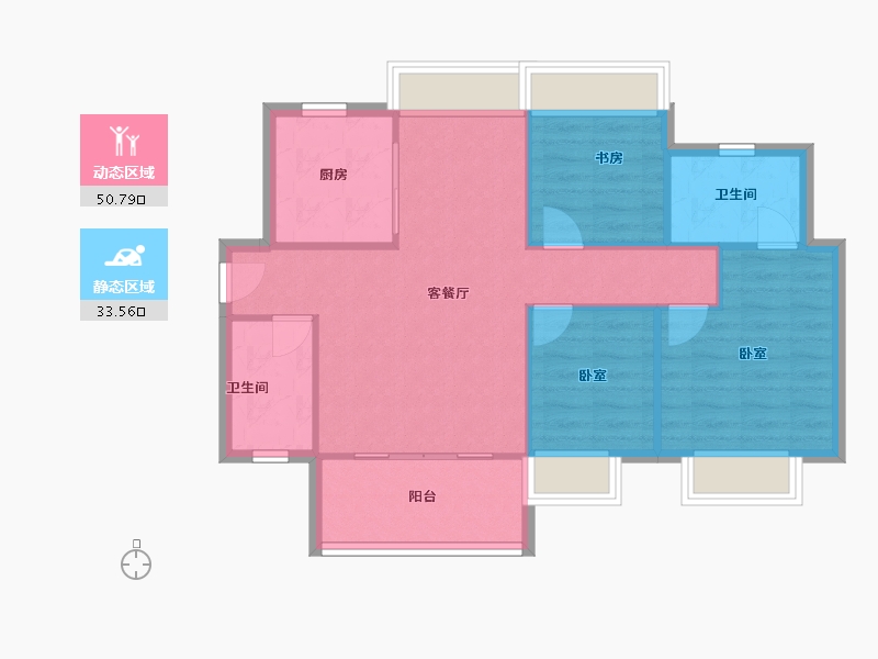 广东省-惠州市-融创臻园-76.67-户型库-动静分区