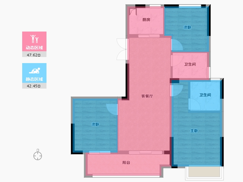 浙江省-金华市-​上坤蓝城云锦桃源-80.80-户型库-动静分区