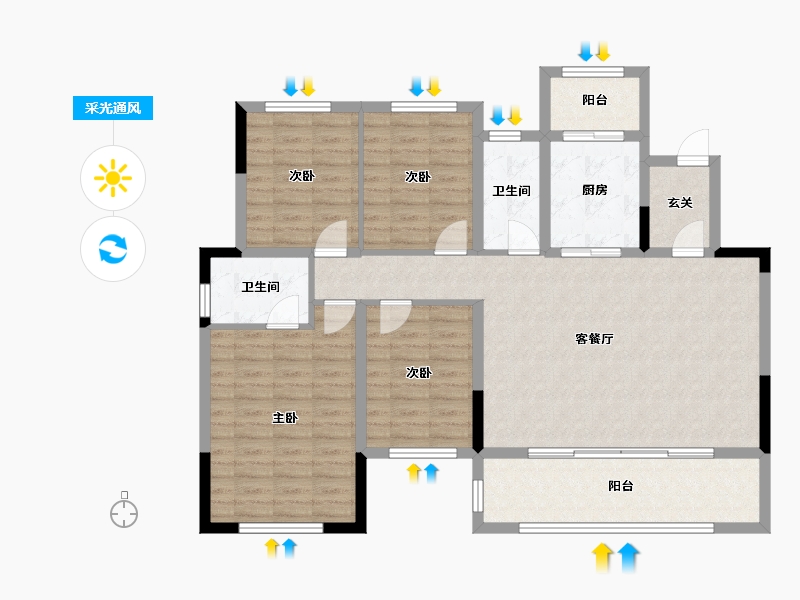 四川省-成都市-中国铁建新川樾-115.88-户型库-采光通风