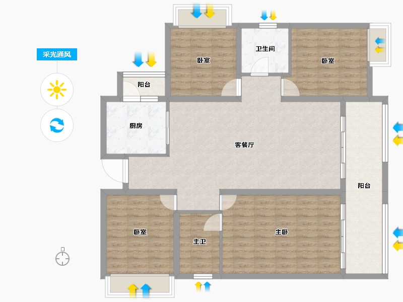 四川省-成都市-隆鑫公园首府-119.72-户型库-采光通风