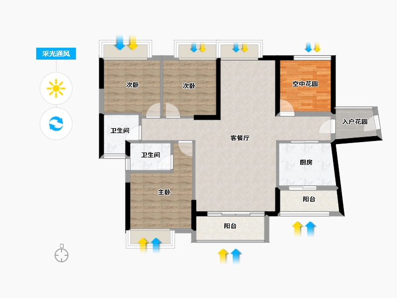 广东省-惠州市-锦地繁花五期-103.60-户型库-采光通风