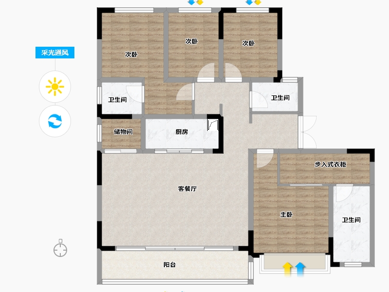 四川省-成都市-人居九林语望云阁-146.41-户型库-采光通风