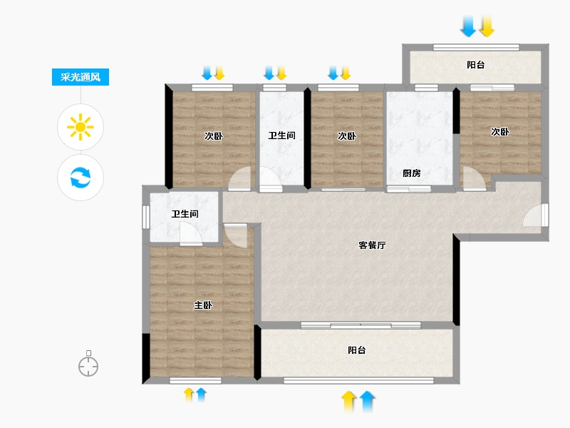 四川省-成都市-中国铁建新川樾-114.40-户型库-采光通风