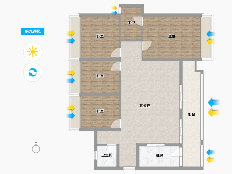 四川省-成都市-隆鑫公园首府-121.35-户型库-采光通风