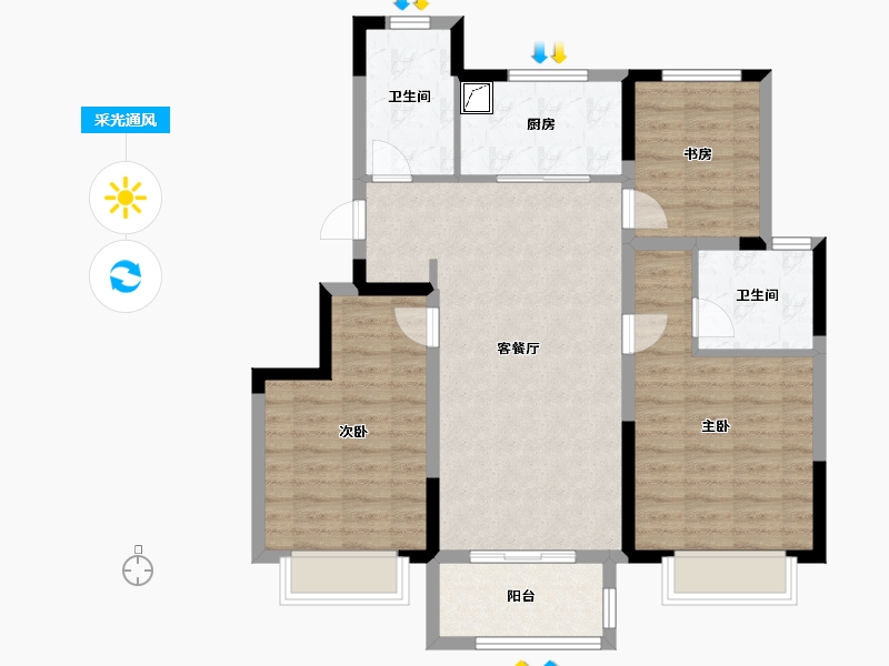 天津-天津市-湖畔风华-90.00-户型库-采光通风