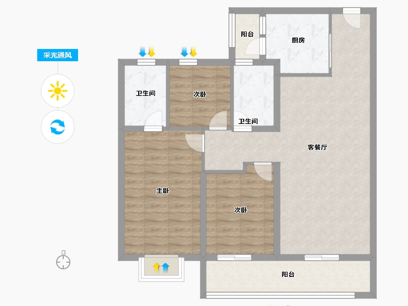 云南省-昆明市-俊发俊云峰-92.00-户型库-采光通风