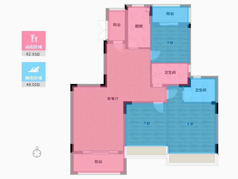 浙江省-绍兴市-恒大·越府-100.09-户型库-动静分区