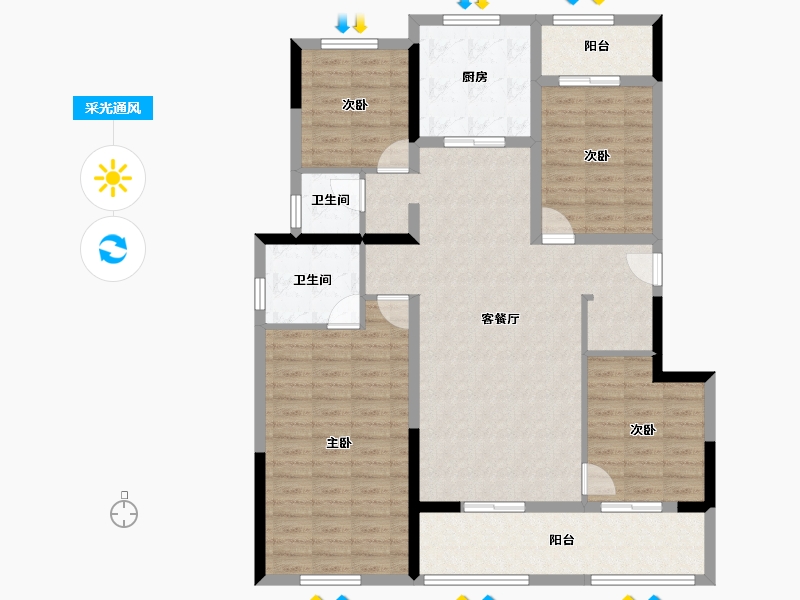 云南省-昆明市-俊发生态半岛-121.29-户型库-采光通风