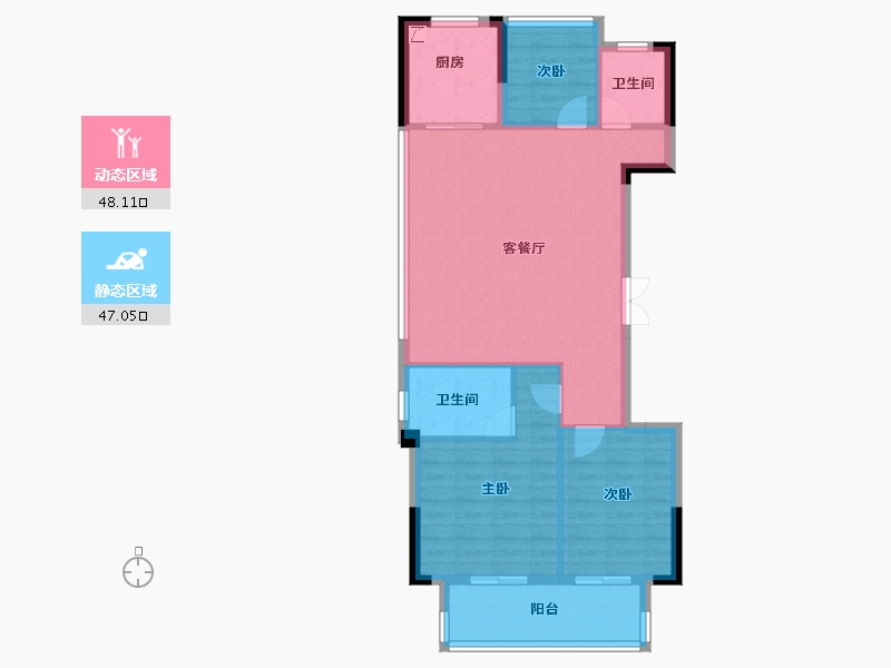 浙江省-金华市-​上坤蓝城云锦桃源-86.40-户型库-动静分区